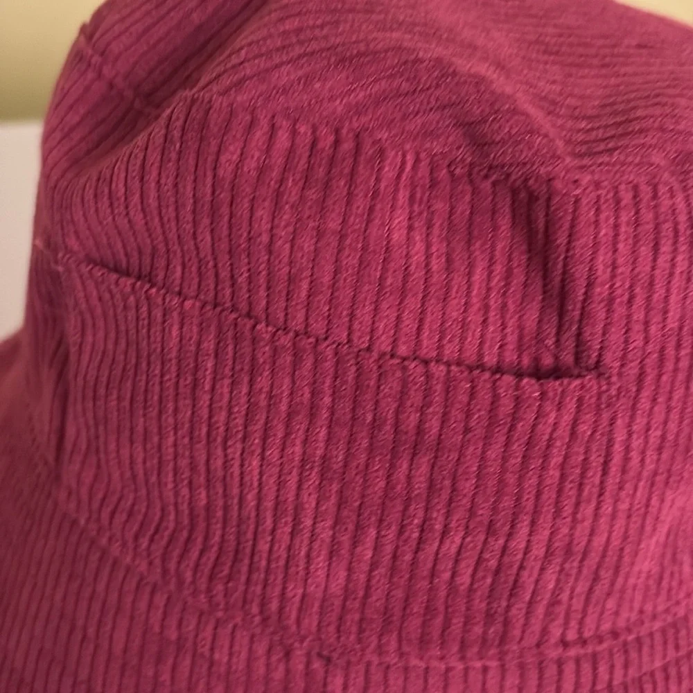 Steve Madden Burgundy Cotton Corduroy Bucket Hat One Size